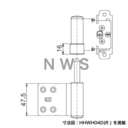 YKKAP 交換用部品 丁番セット 下 (HH-WH04DL) 4S:マットシルバー 蝶番 ヒンジ