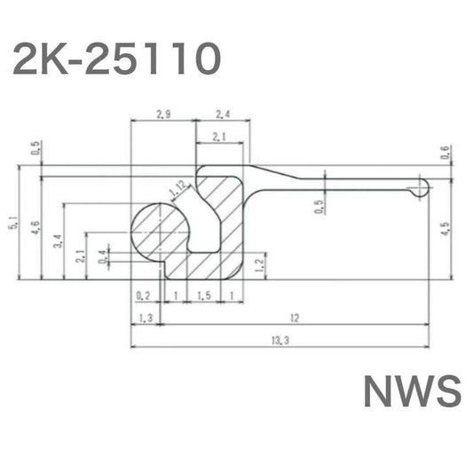 YKKAP 交換用部品 戸先框AT材 2.3m (2K-25110) YW:ホワイト ドア ユニットバス バスルーム 部品 交換 浴室 ロック側 TO