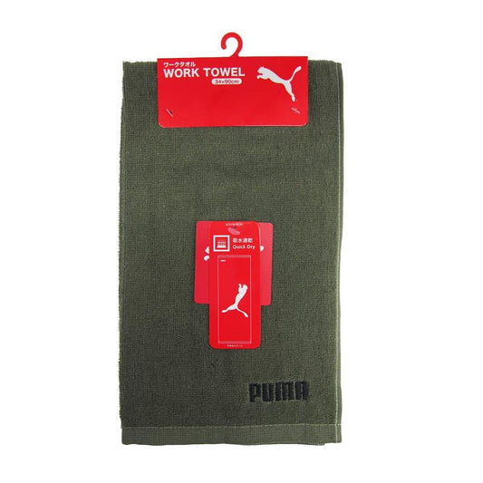ミタニコーポレーション PUMAワークタオル(オリーブグリーン) 1枚入 約34×90cm 190897 1枚 PUMAロゴ入り 吸水速乾 スポーツタオル