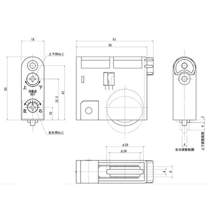 家研販売 KAKEN 木製引戸用 調整戸車 KHMJB-907(N) 1個 パナソニック ナショナル 互換品 家研 引き戸 OEM品番 MJB905 MJB906 MJB907