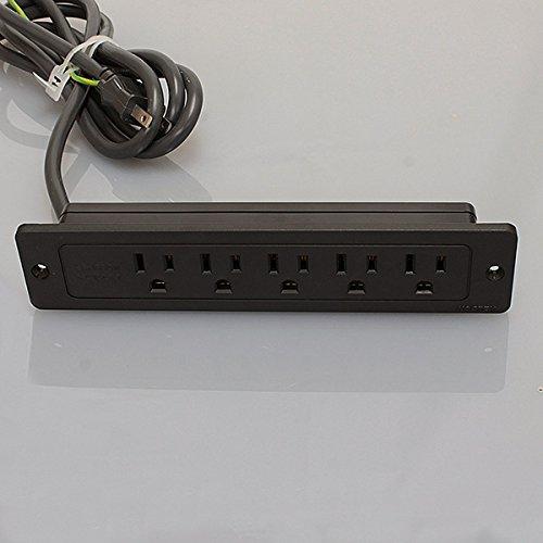 ノア 家具用コンセント（什器用） アース付5ヶ口コンセント 黒 VCTFコード1.9m デスク埋め込み式 1500Wまで NC1553N黒 ノアテック