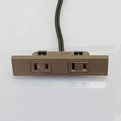 ノア 家具用コンセント（什器用） 2ヶ口コンセント 茶 VFFコード2m ワンタッチ式 1500Wまで NC-1506バネ用茶