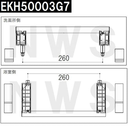 TOTO 純正在庫品 浴室側洗面所側扉用 引戸取手セット ハンドル長さ305mm グレー EKH50003G7(トートー ドア 風呂 内側 外側 割れ 折れ 交換 取換 サザナ HDV)